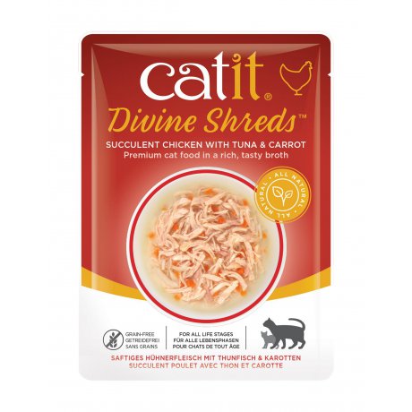 Catit Divine Shreds mokry przysmak dla kota kurczak tuńczyk i marchew