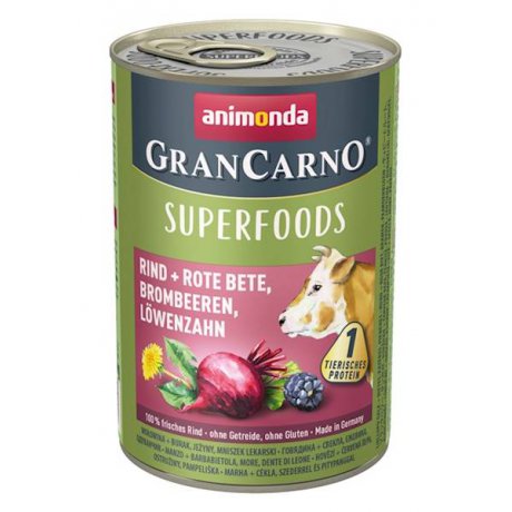 Animonda GranCarno Superfoods Wołowina, burak, jeżyny, mniszek lekarski
