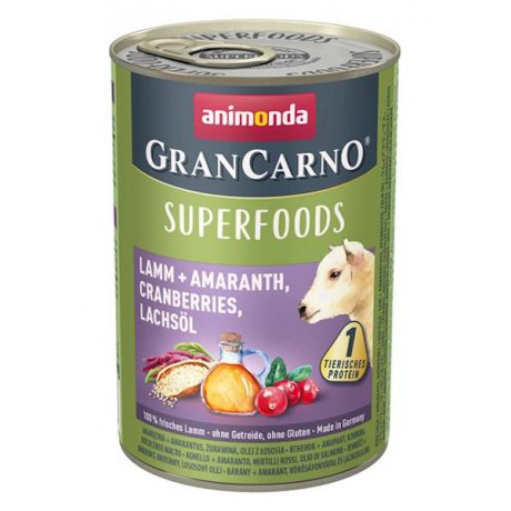 Animonda GranCarno Superfoods Jagnięcina, amarantus, żurawina, olej z łososia