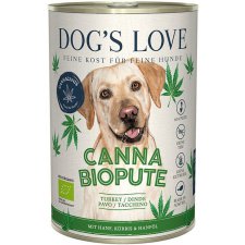DOG'S LOVE Canna Canis Pute ekologiczny indyk z konopiami, dynią i olejem konopnym