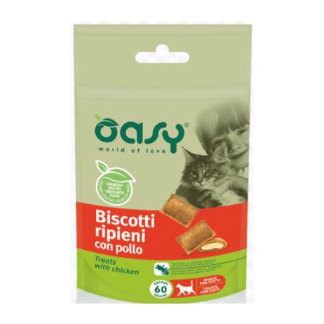Oasy All Ages Biszkopty nadziewane kurczakiem dla kota 60g