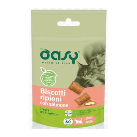 Oasy All Ages Biszkopty nadziewane łososiem dla kota 60g