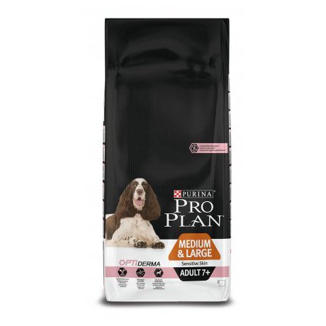 Purina Pro Plan Adult 7+ Medium & Large OptiDerma Sensitive Skin karma z łososiem dla starszych psów na poprawę kondycji skóry