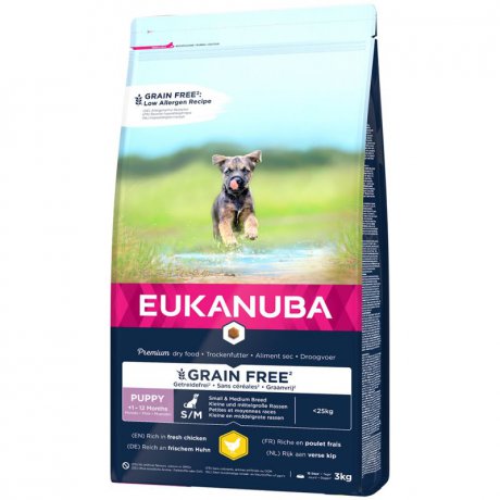 Eukanuba Grain Free Puppy Small & Medium Chicken kurczak