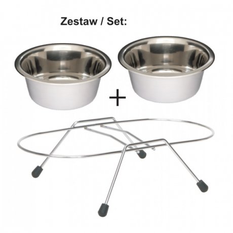 Barry King - Chromowany stojak z dwiema miskami
