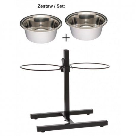 Barry King Stojak regulowany z miskami, malowany