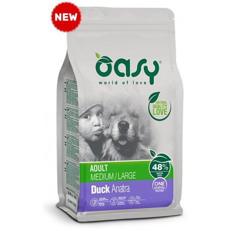 Oasy One Animal Protein Dry Monobiałkowa Karma dla psów dorosłych ras średnich z kaczką