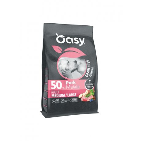 Oasy GrainFree Monoprotein bezzbożowa karma z wieprzowiną dla dorosłych psów ras średnich i dużych