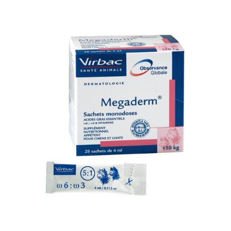 VIRBAC Megaderm Monodose suplement diety na problemy dermatologiczne i alergie dla psów i kotów
