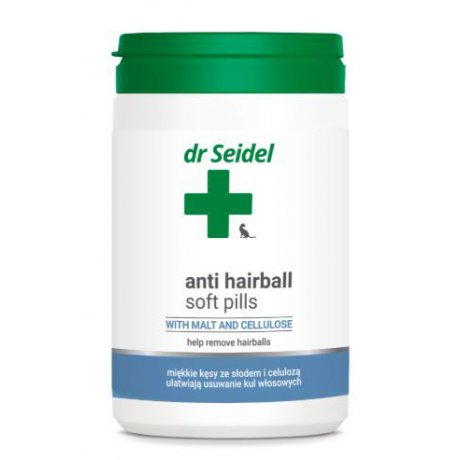 Dr Seidel ANTI HAIRBALL Soft Pills miękkie kęsy ze słodem i celulozą dla kotów 225g
