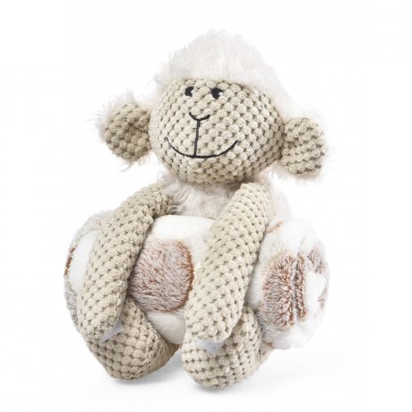 Barry King Owieczka zabawka pluszowa dla psa 27x23cm i miękki kocyk 70x60cm