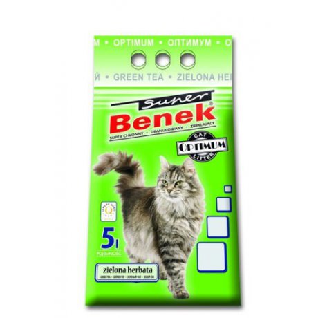 SUPER BENEK Optimum Zielona Herbata żwirek bentonitowy drobny i gruby o zapachu zielonej herbaty dla kota