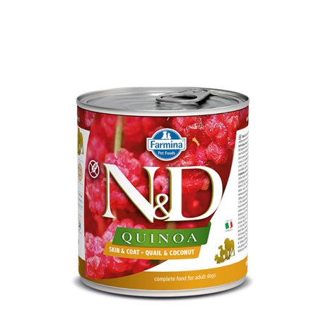 Farmina N&D Quinoa Skin & Coat Quial & Coconut Karma dla psów z nietolerancją pokarmową objawiającą się problemami skórnymi
