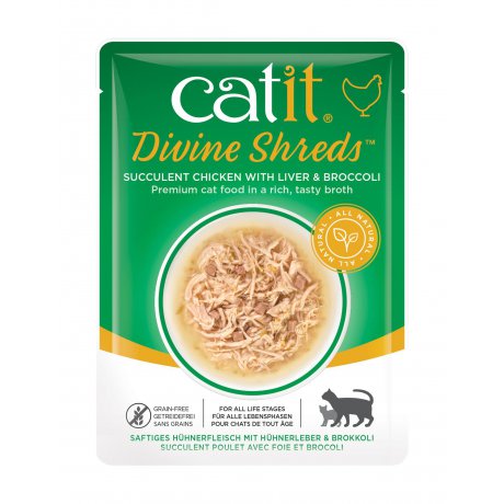Catit Divine Shreds mokry przysmak dla kota kurczak wątróbka i brokuł