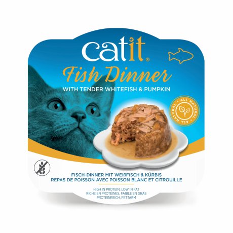 Catit Fish Dinner mokry pokarm dla kota sieja i dynia