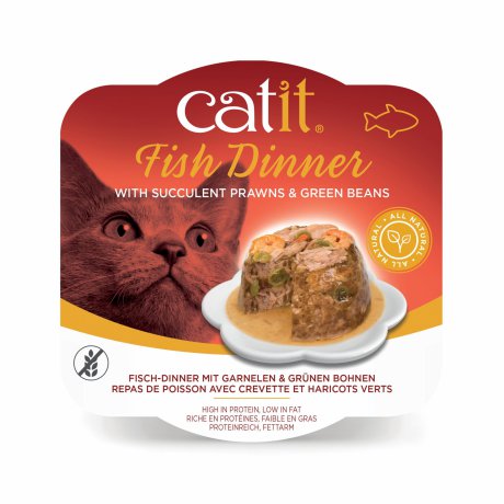 Catit Fish Dinner mokry pokarm dla kota krewetki i fasolka szparagowa