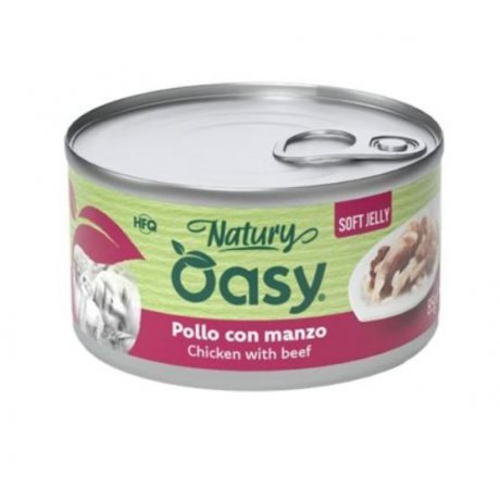 Oasy Natury Cat Adult Kurczak z wołowiną 50% naturalnego mięsa w galaretce 150g