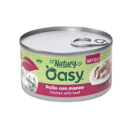 Oasy Natury Cat Adult Kurczak z wołowiną 50% naturalnego mięsa w galaretce 85g