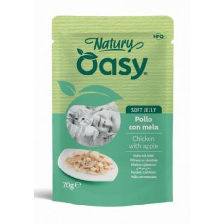 Oasy Natury kurczak z jabłkiem naturalna mokra karma w delikatnej galaretce saszetka 85g