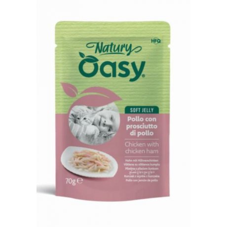 Oasy Natury Cat Adult Kurczak z szynką 50% mięsa karma w delikatnej galaretce 70g