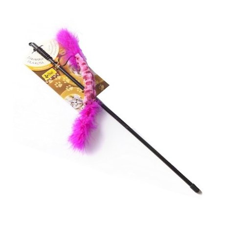 Dingo Wędka dla kota - ogonek z piórkami różowy