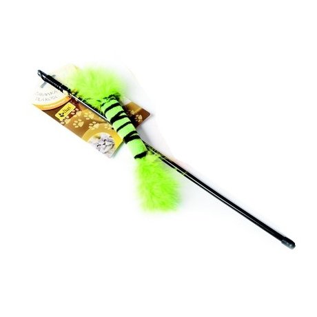 Dingo Wędka dla kota - ogonek z piórkami zielony