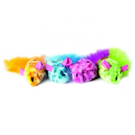 Dingo Zabawka dla kota Kolorowe myszki różowa i niebieska