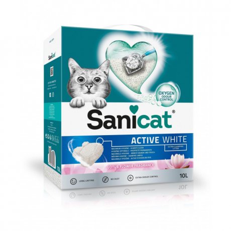Sanicat Active White zbrylający żwirek o zapachu lotosu dla kota