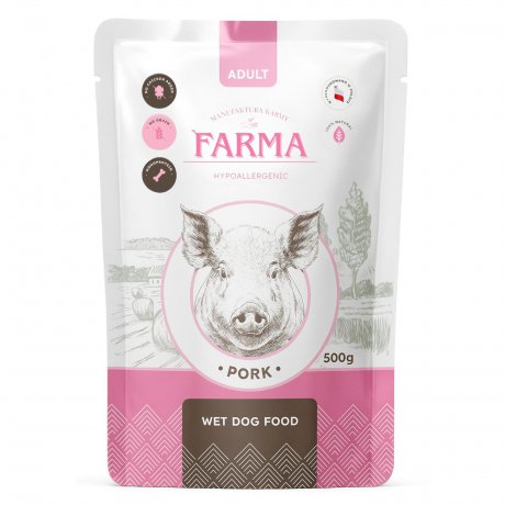 Farma Manufaktura Wieprzowina bezzbożowa saszetka dla psa 500g