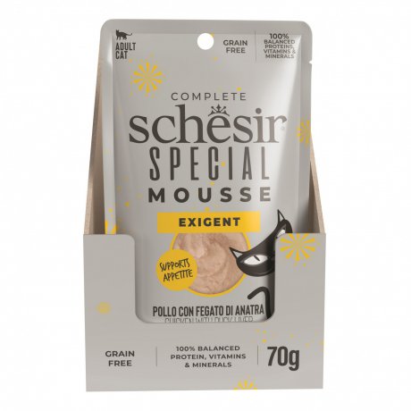 Schesir Special Mousse Exigent karma mus dla kota o smaku kurczak z wątróbką kaczą i jajkiem 70g