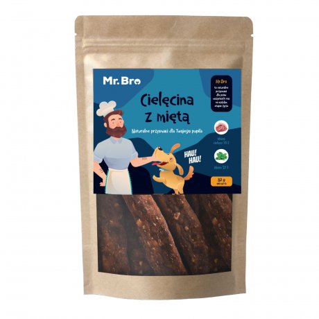 Mr. Bro Strips Cielęcina z Miętą paski suszone powietrzem 80g