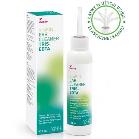 V-Skin Ear Cleaner Tris-EDTA Do czyszczenia ropnej wydzieliny z ucha oraz wspomagania usuwania biofilmu bakteryjnego 125ml 