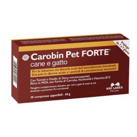 Carobin Pet Forte na objawy ostrej biegunki, ostrych zaburzeń wchłaniania jelit u psów i kotów 30 tabletek