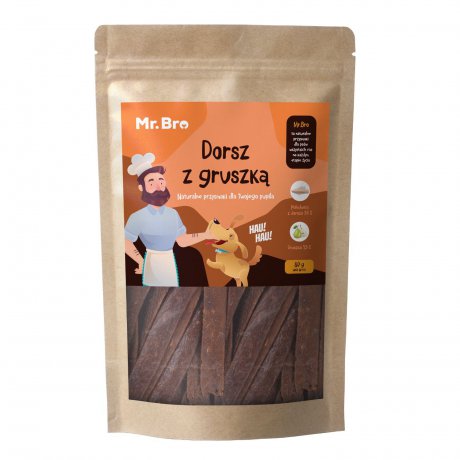 Mr. Bro Strips Dorsz z gruszką paski suszone powietrzem 80g