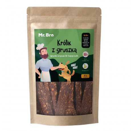 Mr. Bro Sntrips Królik z Gruszką paski suszone powietrzem 80g