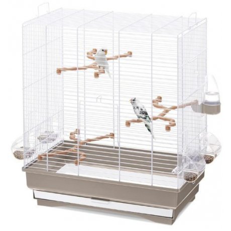 Imac Carlotta klatka dla ptaków biało-ciemna beżowa 50x30x56cm